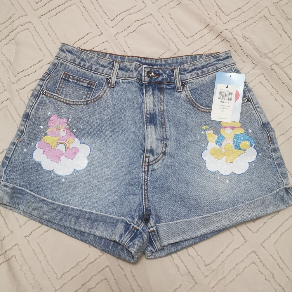 Hot Topic Care Bears Denim Shorts